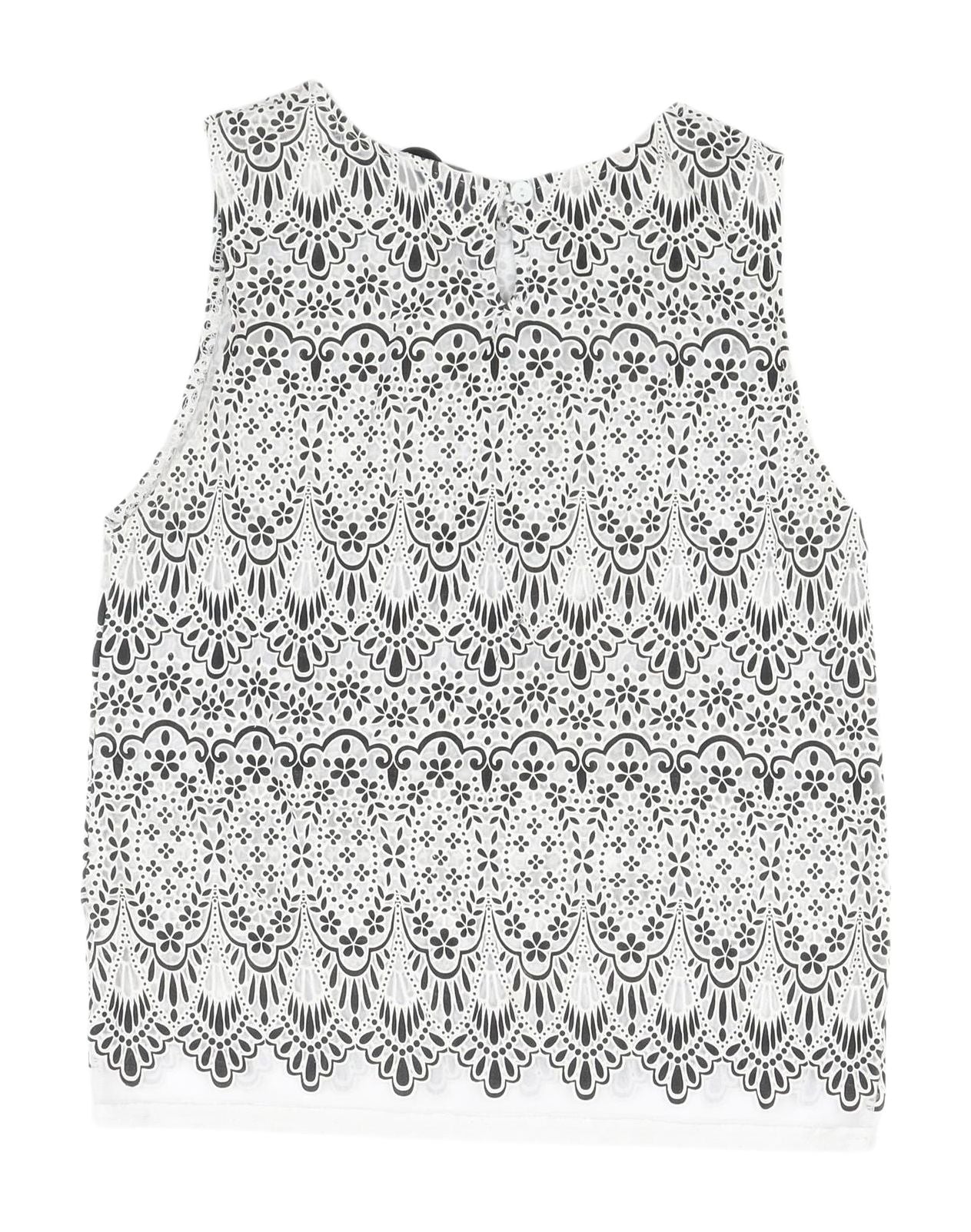 Topshop Tall White Cropped Lace Blouse Size 8