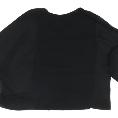 Zara Women's Black Cropped V-Neck Top, Size S, Casual