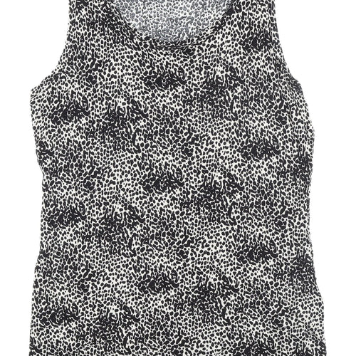 South Women's Black Animal Print Tank Top Size 16
