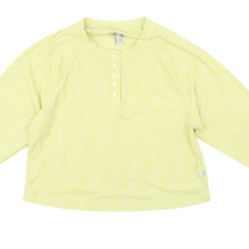 Sisstrevolution Yellow Cropped T-Shirt, UK 10, Henley Style