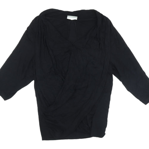 Wallis Black Wrap Blouse Women's Medium V-Neck