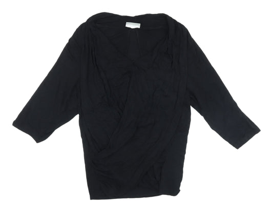 Wallis Black Wrap Blouse Women's Medium V-Neck