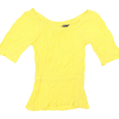 Marks and Spencer Yellow Off Shoulder Flutter Sleeve Blouse