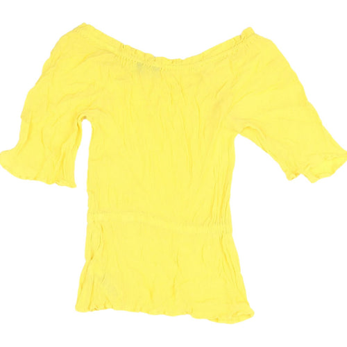 Marks and Spencer Yellow Off Shoulder Flutter Sleeve Blouse