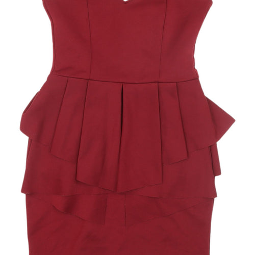 Oh My Love London Red Strapless Peplum Mini Dress