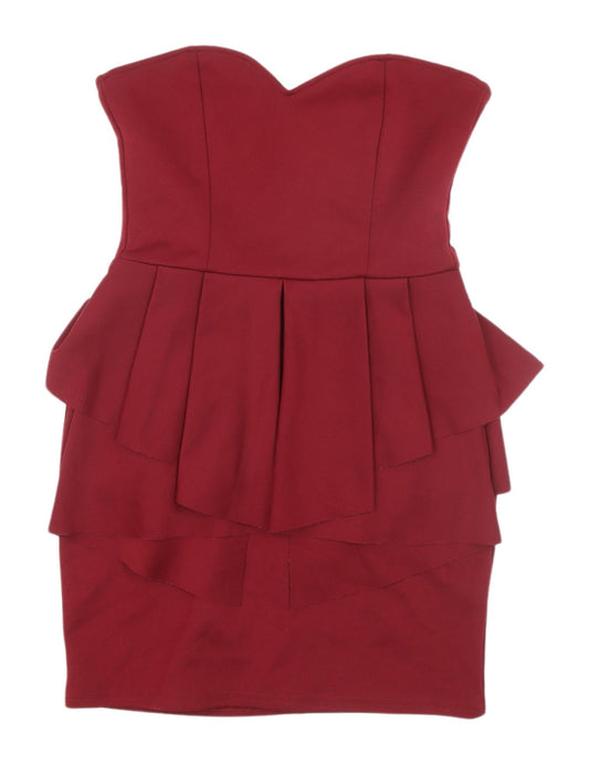 Oh My Love London Red Strapless Peplum Mini Dress