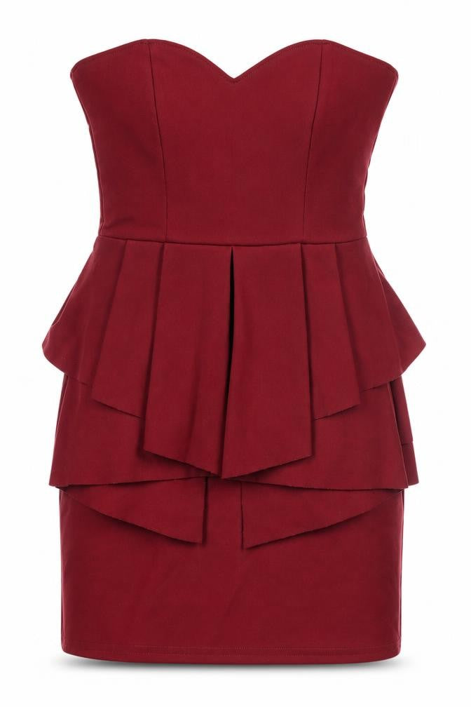 Oh My Love London Red Strapless Peplum Mini Dress