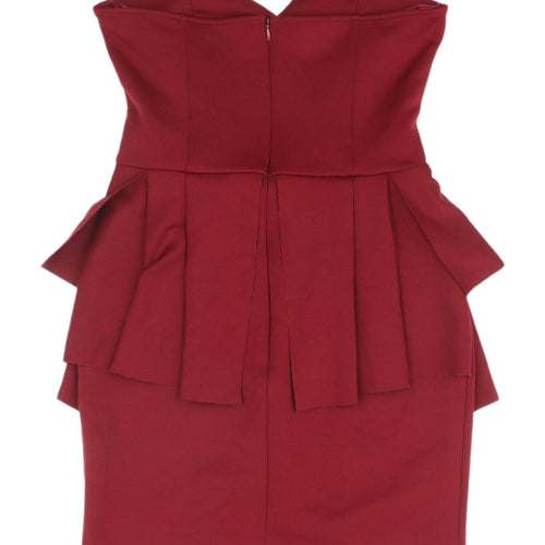 Oh My Love London Red Strapless Peplum Mini Dress