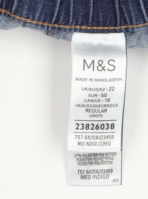 Marks and Spencer Women's Blue Tapered Jeans Size 22