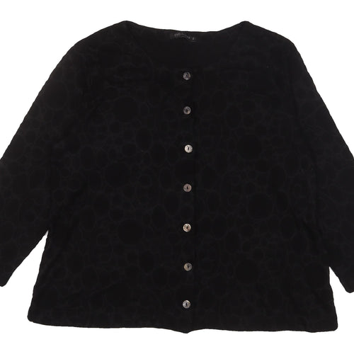 CutLoose Women's Black Cardigan XL Geometric 3/4 Sleeve