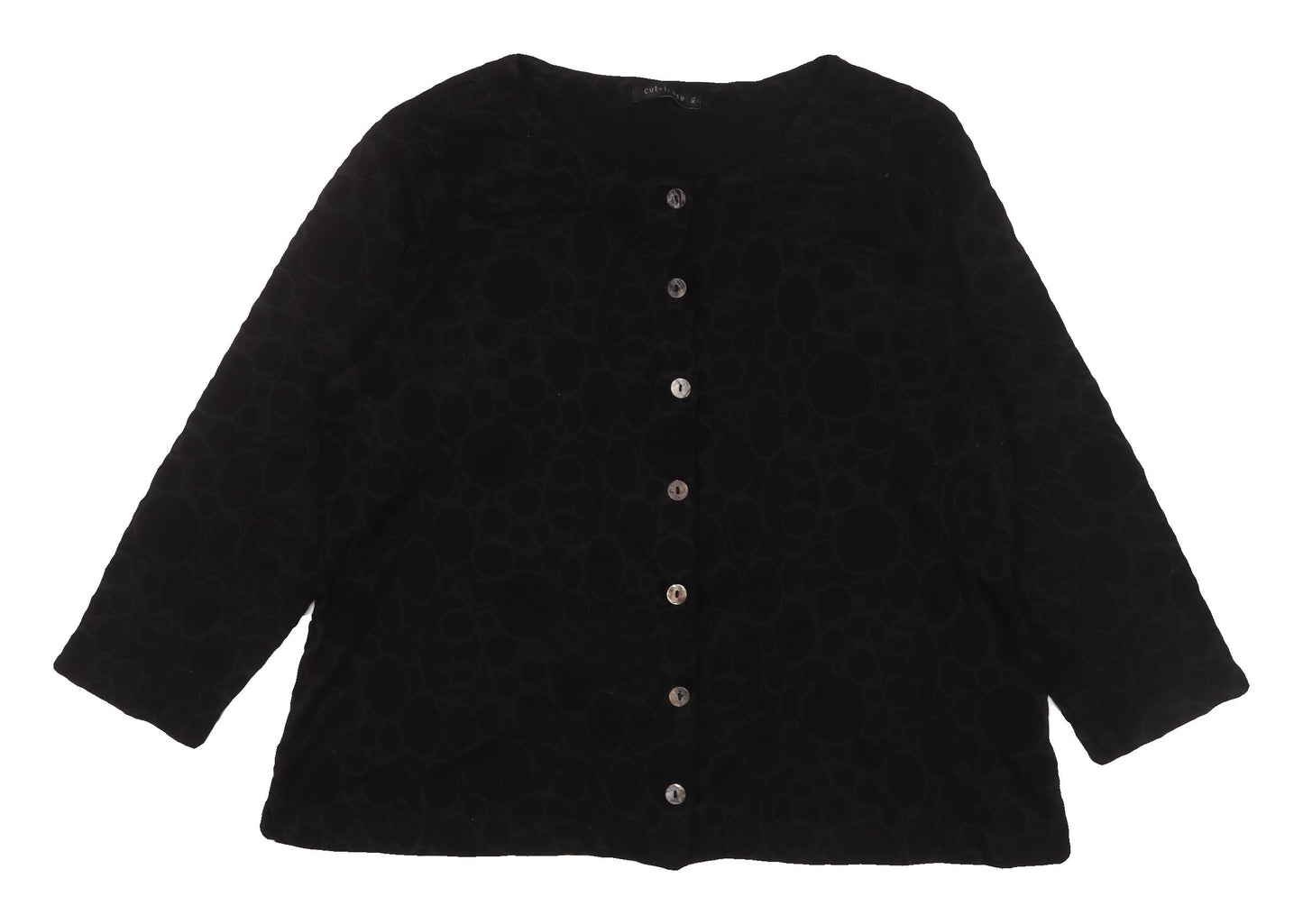 CutLoose Women's Black Cardigan XL Geometric 3/4 Sleeve