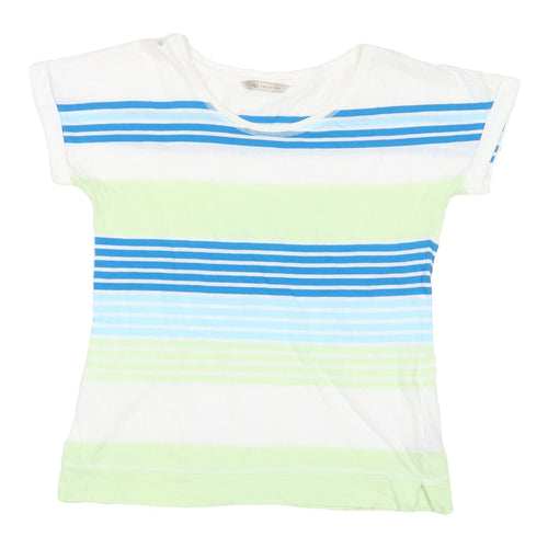 Marks and Spencer Women's Blue Striped T-Shirt, Size 10