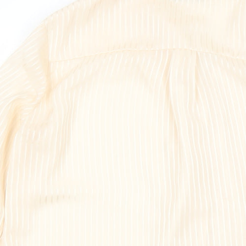 Boohoo Womens Beige Striped Polyester Basic Button-Up Size 6 Collared