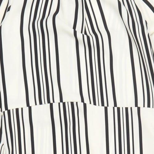 H&M Womens Ivory Striped Polyester Shirt Dress Size 8 Collared Button