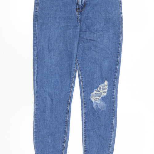 Momokrom Womens Blue Cotton Skinny Jeans Size 10 L27 in Regular Zip