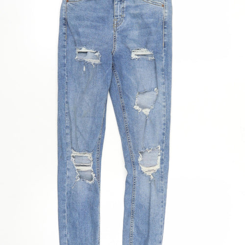 Topshop Womens Blue Cotton Skinny Jeans Size 24 in L28 in Regular Zip - Pockets