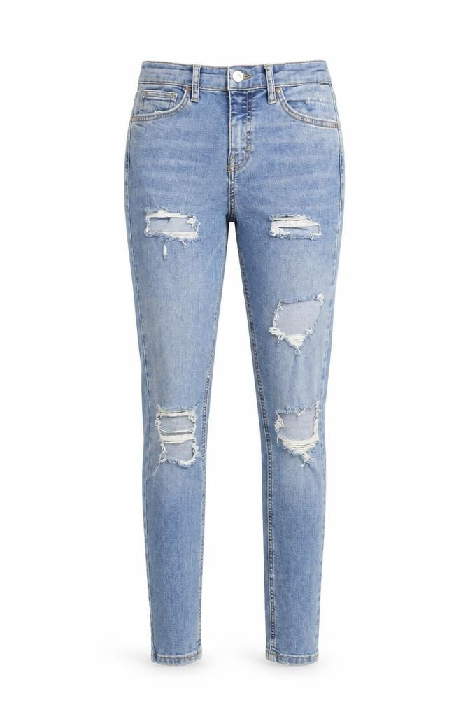 Topshop Womens Blue Cotton Skinny Jeans Size 24 in L28 in Regular Zip - Pockets