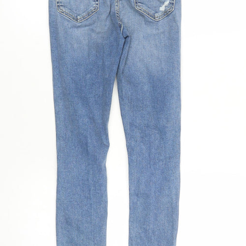 Topshop Womens Blue Cotton Skinny Jeans Size 24 in L28 in Regular Zip - Pockets