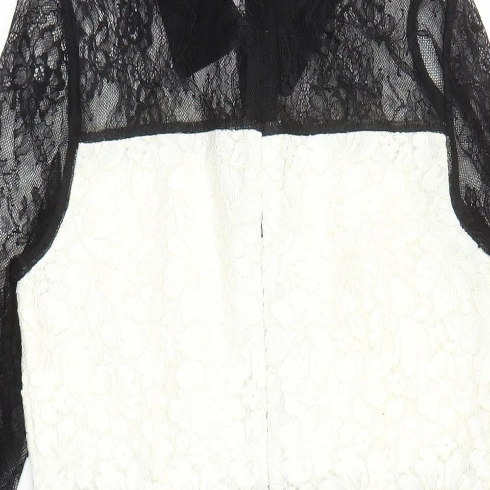 V By Very Womens Black Colourblock Polyamide A-Line Size 12 Collared Zip - Lined
