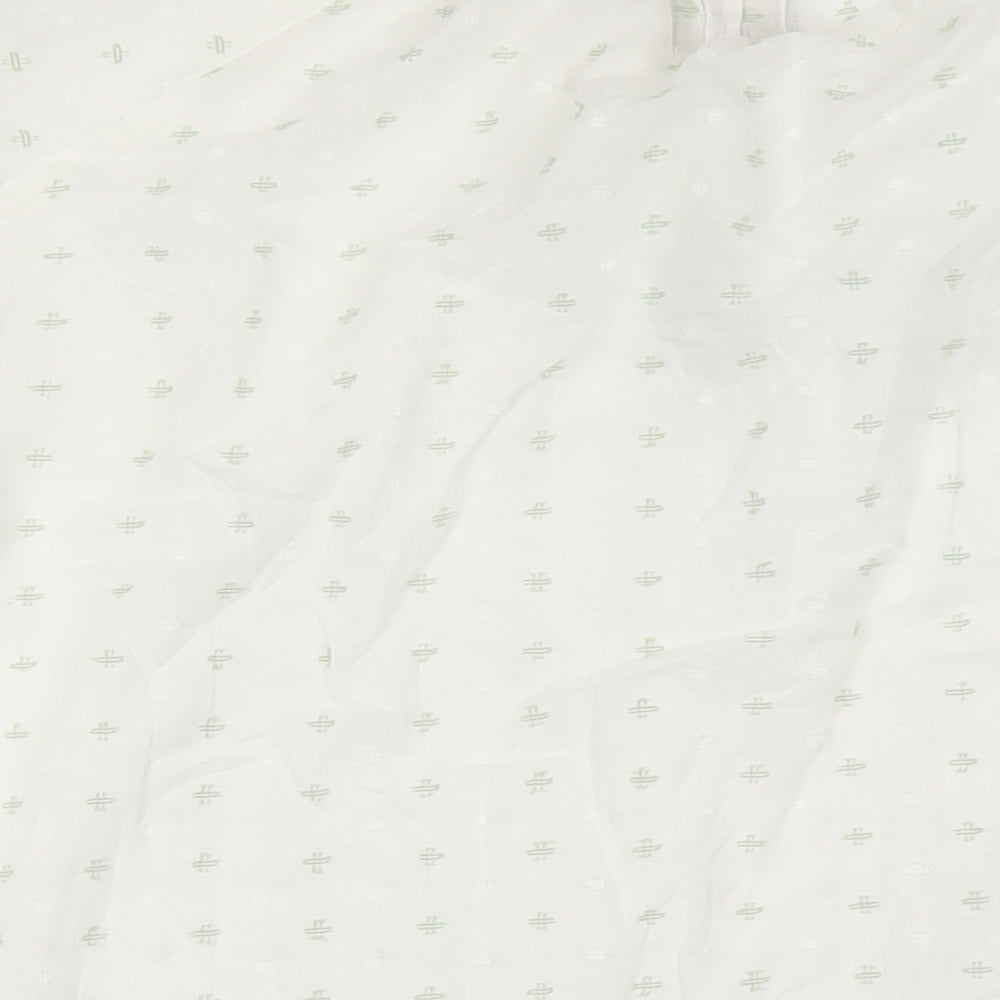 MANTARAY PRODUCTS Womens White Geometric Cotton Basic Blouse Size 16 Round Neck - Tasselled