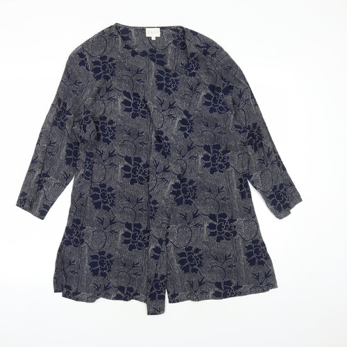 EAST Womens Blue Floral Viscose Basic Blouse Size 10 V-Neck