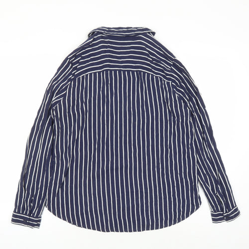 Divided by H&M Womens Blue Striped Viscose Basic Button-Up Size 10 Collared