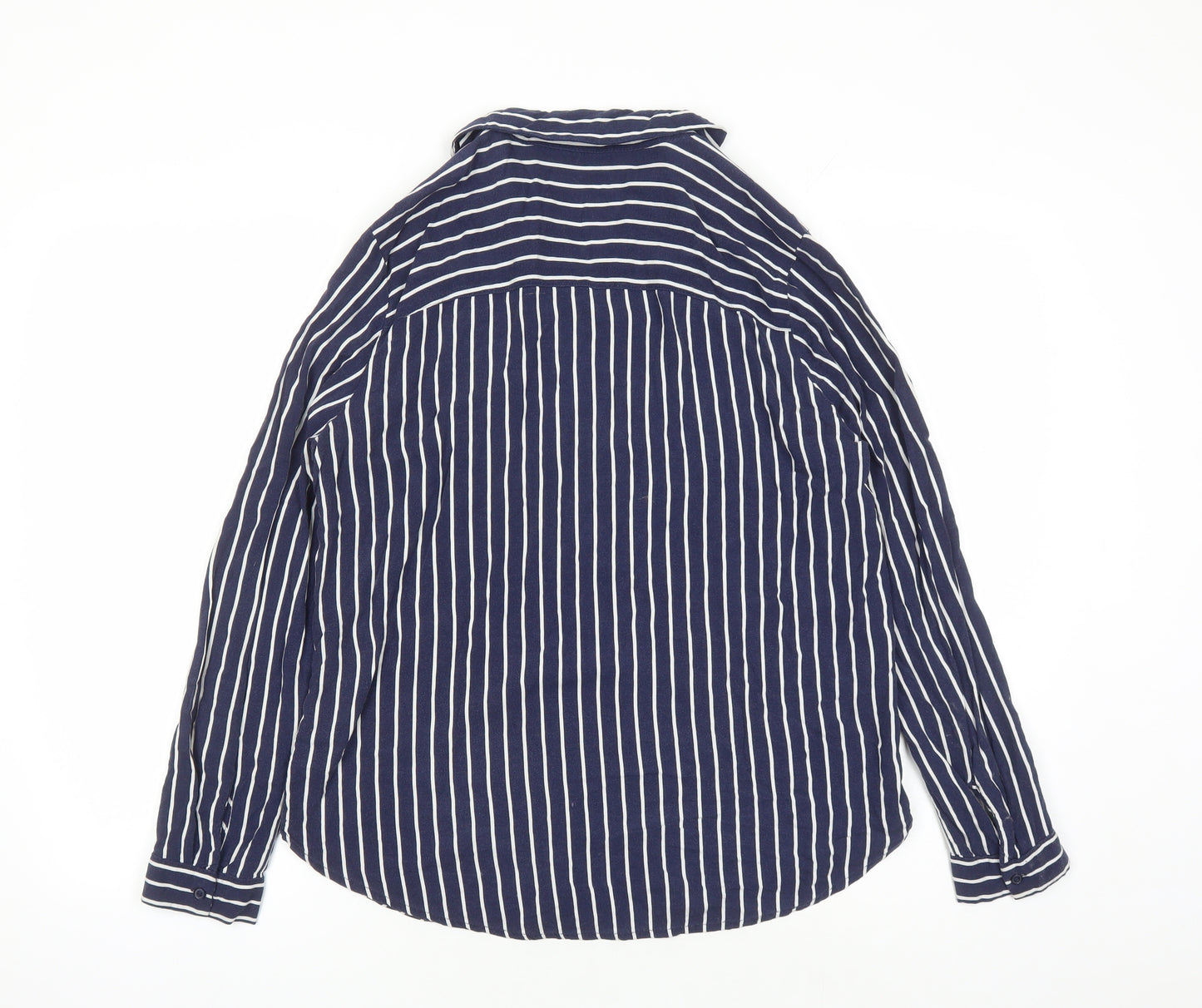 Divided by H&M Womens Blue Striped Viscose Basic Button-Up Size 10 Collared