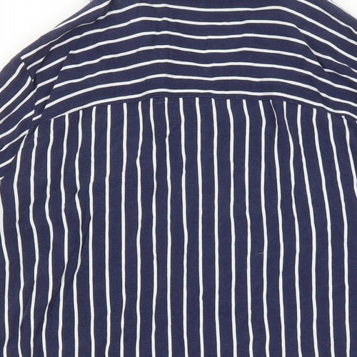 Divided by H&M Womens Blue Striped Viscose Basic Button-Up Size 10 Collared