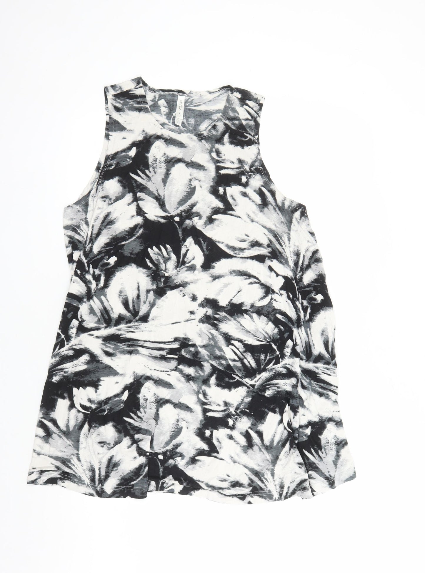 RCVA Womens Black Geometric Polyester Tank Dress Size 12 Round Neck Pullover - Pockets