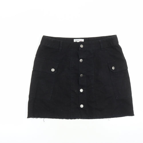 Urban Bliss Womens Black Cotton Cargo Skirt Size 14 Button