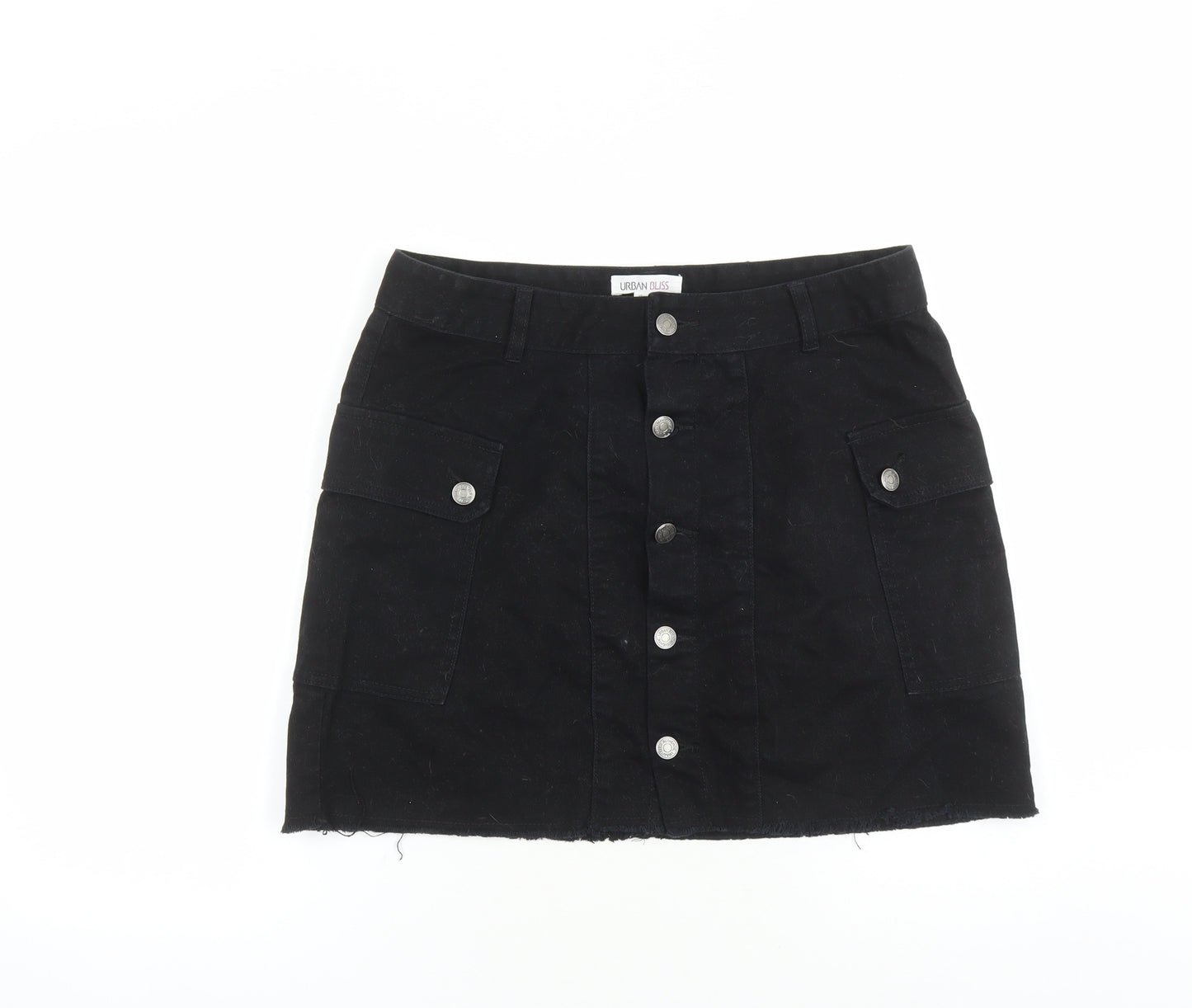 Urban Bliss Womens Black Cotton Cargo Skirt Size 14 Button
