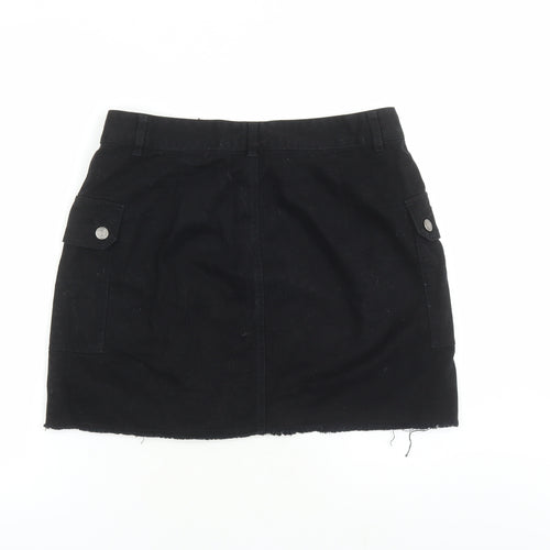 Urban Bliss Womens Black Cotton Cargo Skirt Size 14 Button