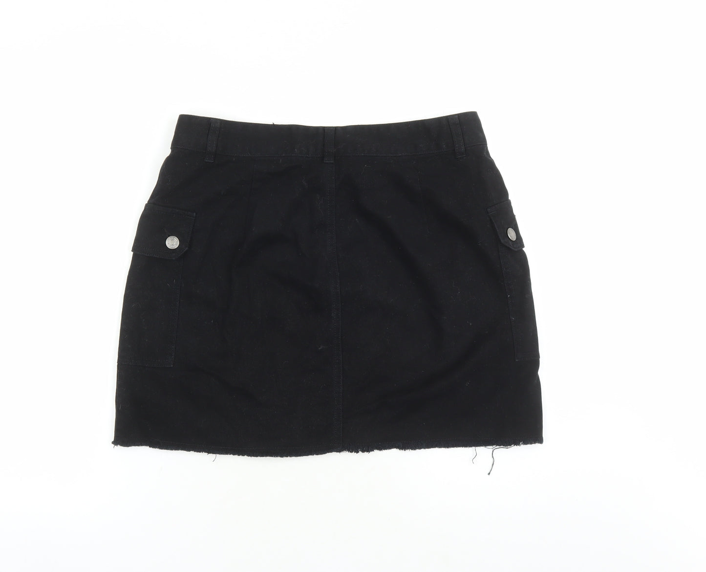 Urban Bliss Womens Black Cotton Cargo Skirt Size 14 Button