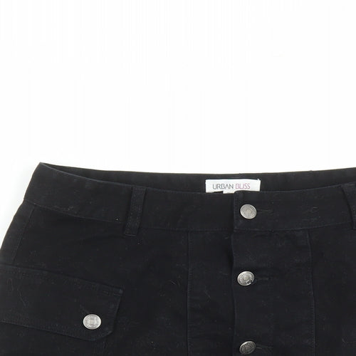 Urban Bliss Womens Black Cotton Cargo Skirt Size 14 Button