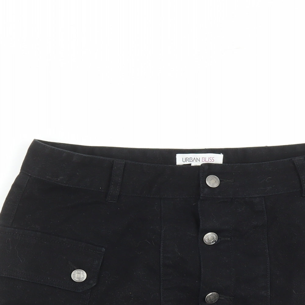 Urban Bliss Womens Black Cotton Cargo Skirt Size 14 Button