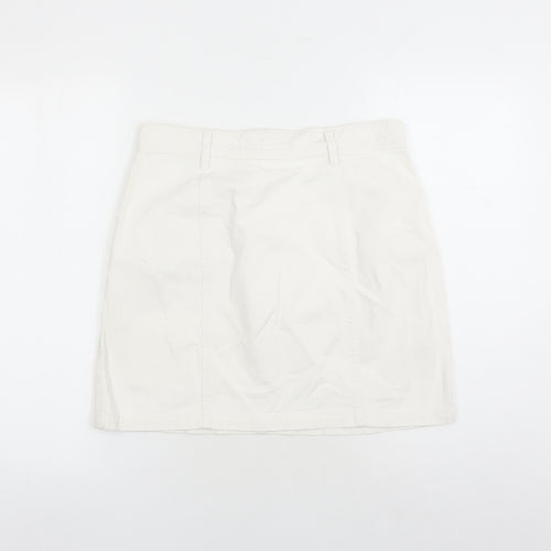 Espirit Womens White Cotton A-Line Skirt Size 14 Zip