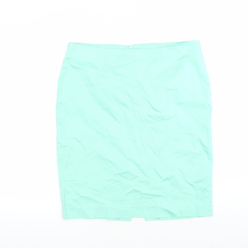 Oodji Womens Green Cotton A-Line Skirt Size 36 in Zip