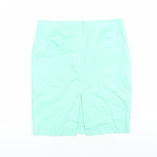 Oodji Womens Green Cotton A-Line Skirt Size 36 in Zip