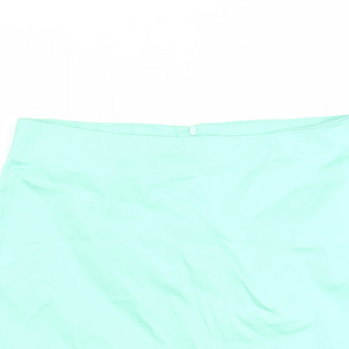 Oodji Womens Green Cotton A-Line Skirt Size 36 in Zip