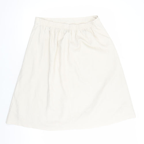 Marks and Spencer Womens Beige Polyester A-Line Skirt Size 16 - Elasticated Waist