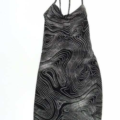 Divided by H&M Womens Black Geometric Polyester Bodycon Size S Cowl Neck Pullover - Glitter Effect
