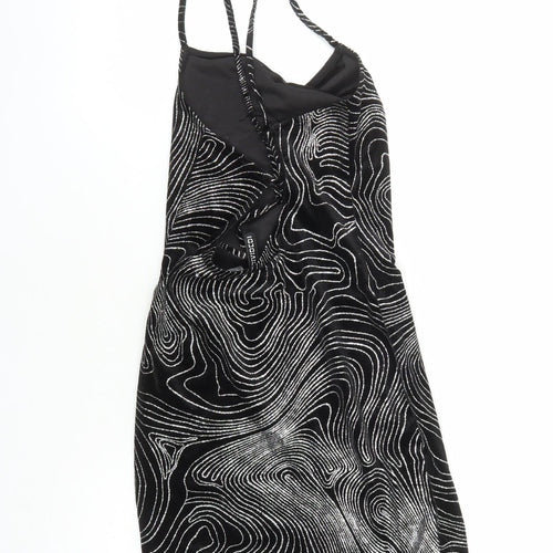 Divided by H&M Womens Black Geometric Polyester Bodycon Size S Cowl Neck Pullover - Glitter Effect