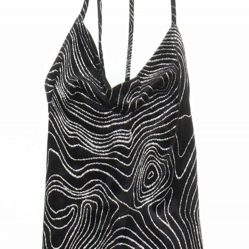 Divided by H&M Womens Black Geometric Polyester Bodycon Size S Cowl Neck Pullover - Glitter Effect