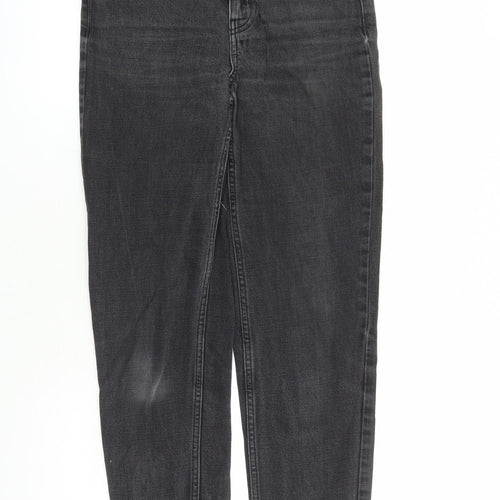 Topshop Womens Black Cotton Straight Jeans Size 28 in L28 in Regular Zip - Pockets
