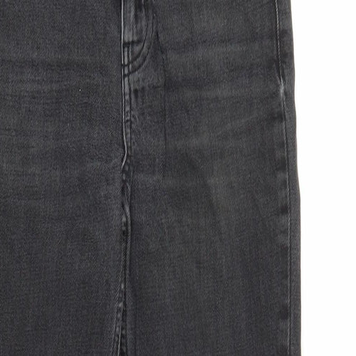 Topshop Womens Black Cotton Straight Jeans Size 28 in L28 in Regular Zip - Pockets