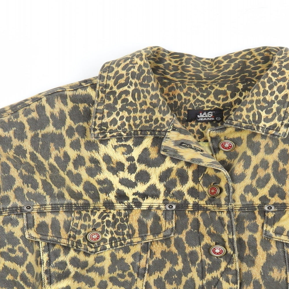 Jag Jeans Womens Brown Animal Print Jacket Size S Button - Leopard Pattern