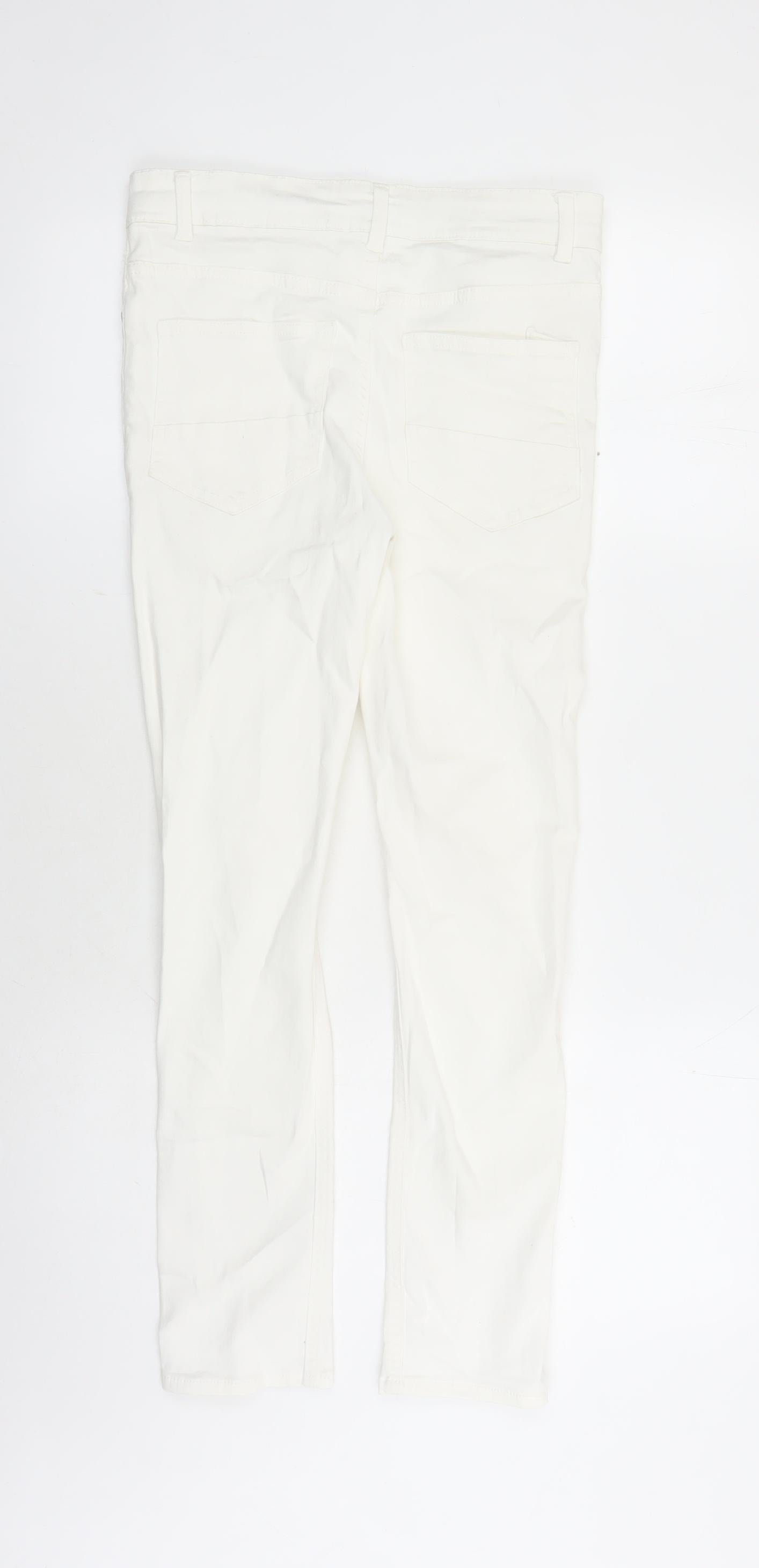 Matalan Girls White Cotton Skinny Jeans Size 12 Years L27 in Regular Zip - Distressed Look