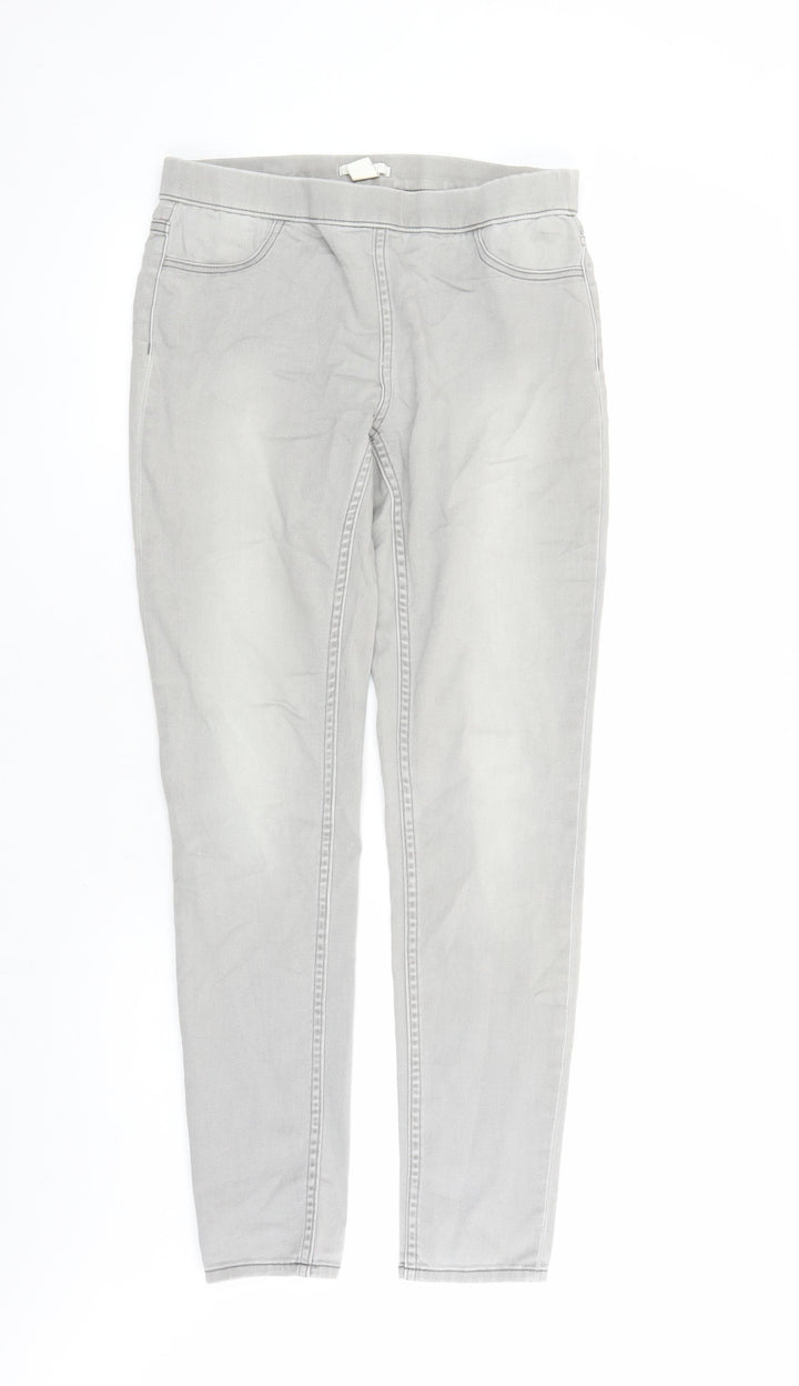 H&M Womens Grey Cotton Jegging Jeans Size 8 L30 in Regular - Elasticated Waist