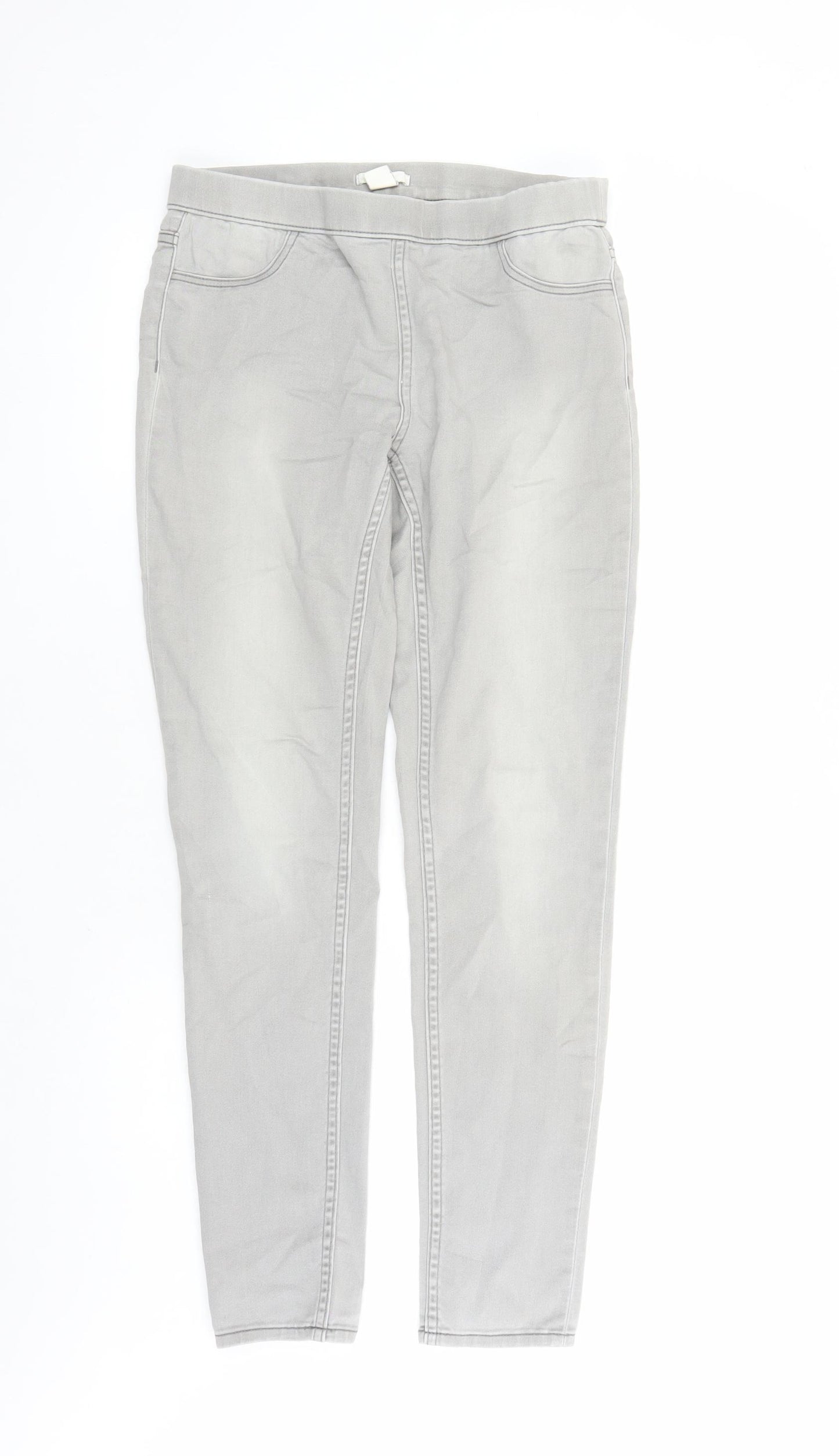 H&M Womens Grey Cotton Jegging Jeans Size 8 L30 in Regular - Elasticated Waist