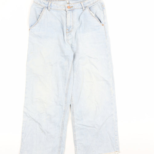 Outfit Girls Blue Cotton Straight Jeans Size 13 Years L22 in Regular Zip - Raw Hems